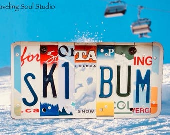 Matrícula personalizada Ski Bum, regalo para esquiadores, matrícula personalizada con nombre, regalos de esquí para él, matrícula personalizada para coche