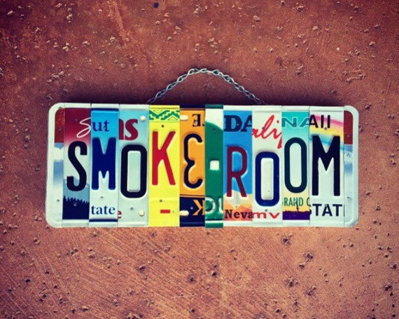 420 Friendly Smoke Room License Plate Art Sign, Smokers Sign, Smoke Room, No Smoking Sign, Gift for Smoker, Cigar Room