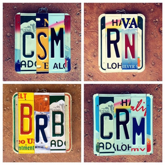 License Plate Name Initials Sign, Wedding Initials Sign, Personalized Initials Gifts, Dorm Room Decor, Gift for Graduates.