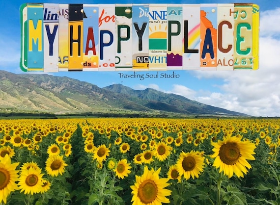 My Happy Place Metal Sign, Beach Decor, License Plates.
