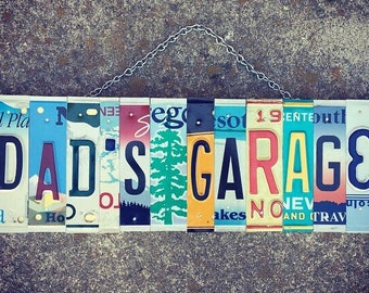 Dads Garage Sign, License Plate Art Sign, Dads Garage License Plate Sign, Garage Sign, Gift for Him, Fathers Day Gift, Birthday Gift For Him