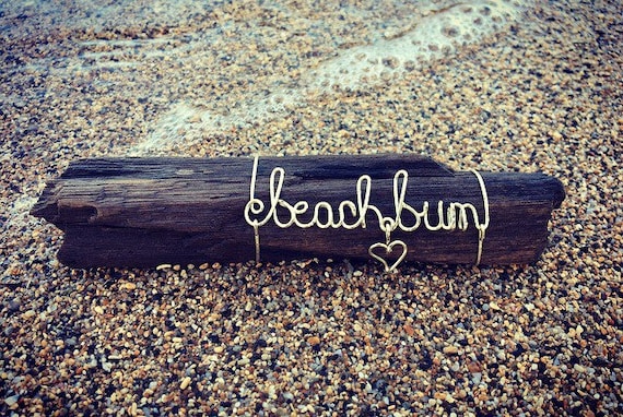Beach Decor, Beach Bum, Wire Art, Made in Hawaii, Driftwood Art, Custom Gifts, Beach Themed Gifts, Gift for Friend, Wire Names, Beach Gifts