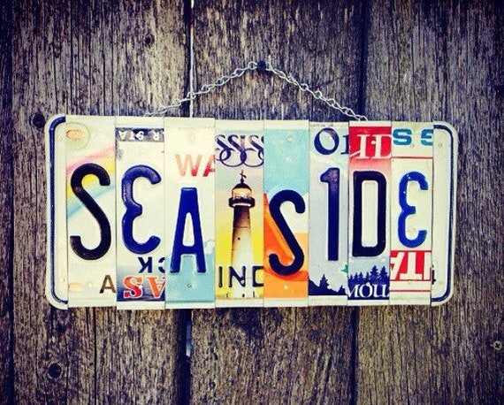 Sea Side Beach House License Plate Art Sign, Light House Wall Art,  Gift for Beach Lover, Beach House Decor, License Plate Signs, Sea Side