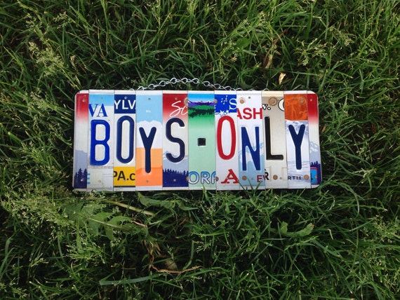 BOYS ONLY License Plate Sign - Boys Gift - For Him - Boys Room - Custom Name - Christmas Gift for boy