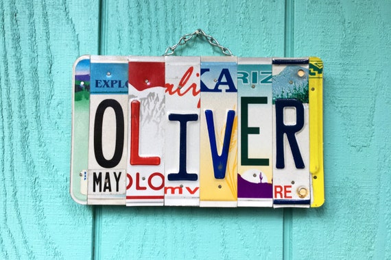 License Plate Name Sign, Gifts for Kids, Childrens Gifts, Dorm Room Decor, Personalized Gifts, Custom Names, License Plate Art, Unique Gift