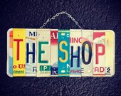 THE SHOP License Plate Garage Sign. Business Sign. Repair shop. Garage Sign. Mechanic Gift. Gift For Him. License Plate. Car Decor