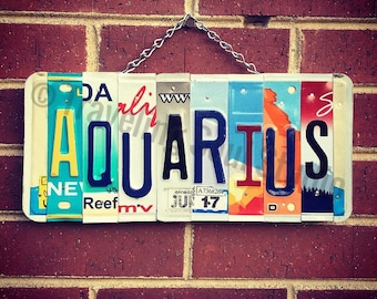 Aquarius License Plate Sign, Aquarius Gifts, Astrological Signs, Birthday Gift Ideas, Zodiac Sign Art, January Birthday Gifts