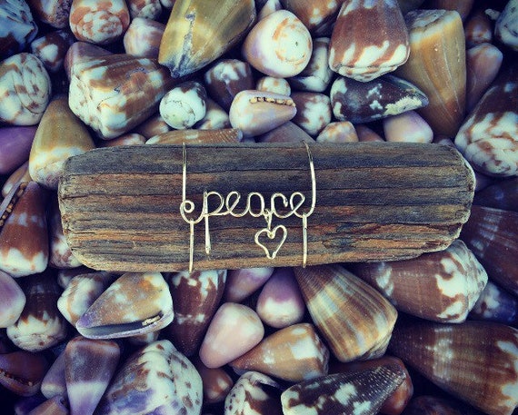 Peace Recycled Beach Driftwood Wire Art Hawaii Keepsake, Peace Boho Decor, Hippie Gifts, Beach Art, Made in Hawaii, Driftwood, Words on Wood