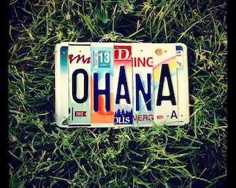 OHANA License Plate Art - Made in Hawaii - Hawaii Art - Ohana Sign - Beach Decor - Beach House Art - Recycled License Plates - Eco Friendly