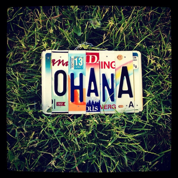 OHANA License Plate Art - Made in Hawaii - Hawaii Art - Ohana Sign - Beach Decor - Beach House Art - Recycled License Plates - Eco Friendly