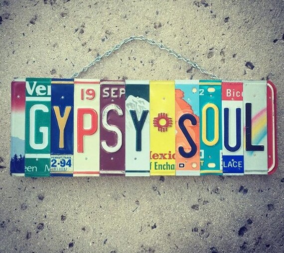 Gypsy Soul License Plate Art - Birthday for her - Wanderlust - Free Spirit - Bohemian - Handmade - Art.