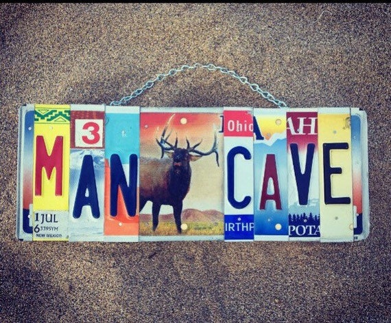 MANCAVE License Plate Sign. -Elk -mancave- cabin decor -sportsman -hunter -giftforhim