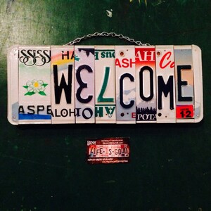 License plate art. Home decor. Welcome. Sign. Flower. Home . License plate. Girl. Home. Wall hanging . Custom . Gift idea.