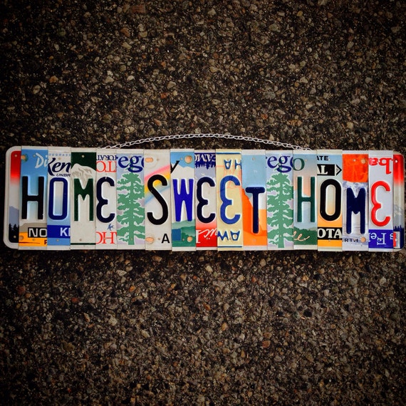 Home sweet home sign. House warming gift. License plate art. Custom sign. Room decor. Home decor. Unique gift. License plate art.