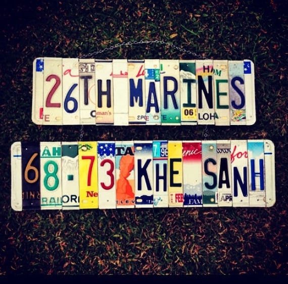Recycled. Army. Navy. Veteran. Airforce. Marines. License plate. Handmade. gift idea. Forhim. Dad