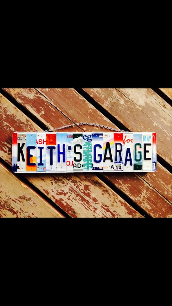 Made in hawaii. License plate sign. Mancave. Recycled. License plate. Sign. Garage. Dad. Boys . Car. Shop sign. Him. Custom name