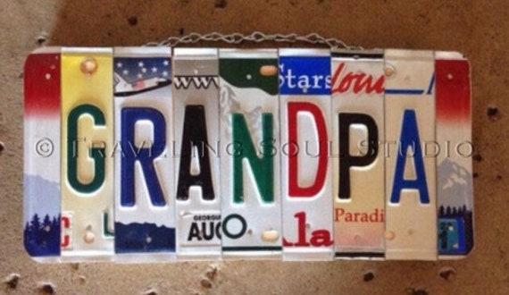 GRANDPA License Plate Sign - Gift for Grandpa - mancave sign - recycled license plates - Father's Day gift for grandpa