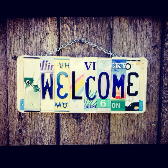 Welcome License Plate Sign - Welcome Sign - Mothers Day Gift - Housewarming Gift - Beach Decor - Home Decor - Nautical Decor
