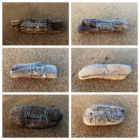 Personalized Name, Inspirational Gifts for Mom, Driftwood Beach Decor, Wire Art, Word Art, Made in Hawaii, Driftwood Pieces.