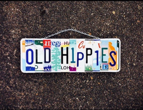 Old hippies. Hippiechick. Hippiestyle. Hippie decor. Peace sign. Gift idea. Handmade. Custom. Unique. Car. Travel.