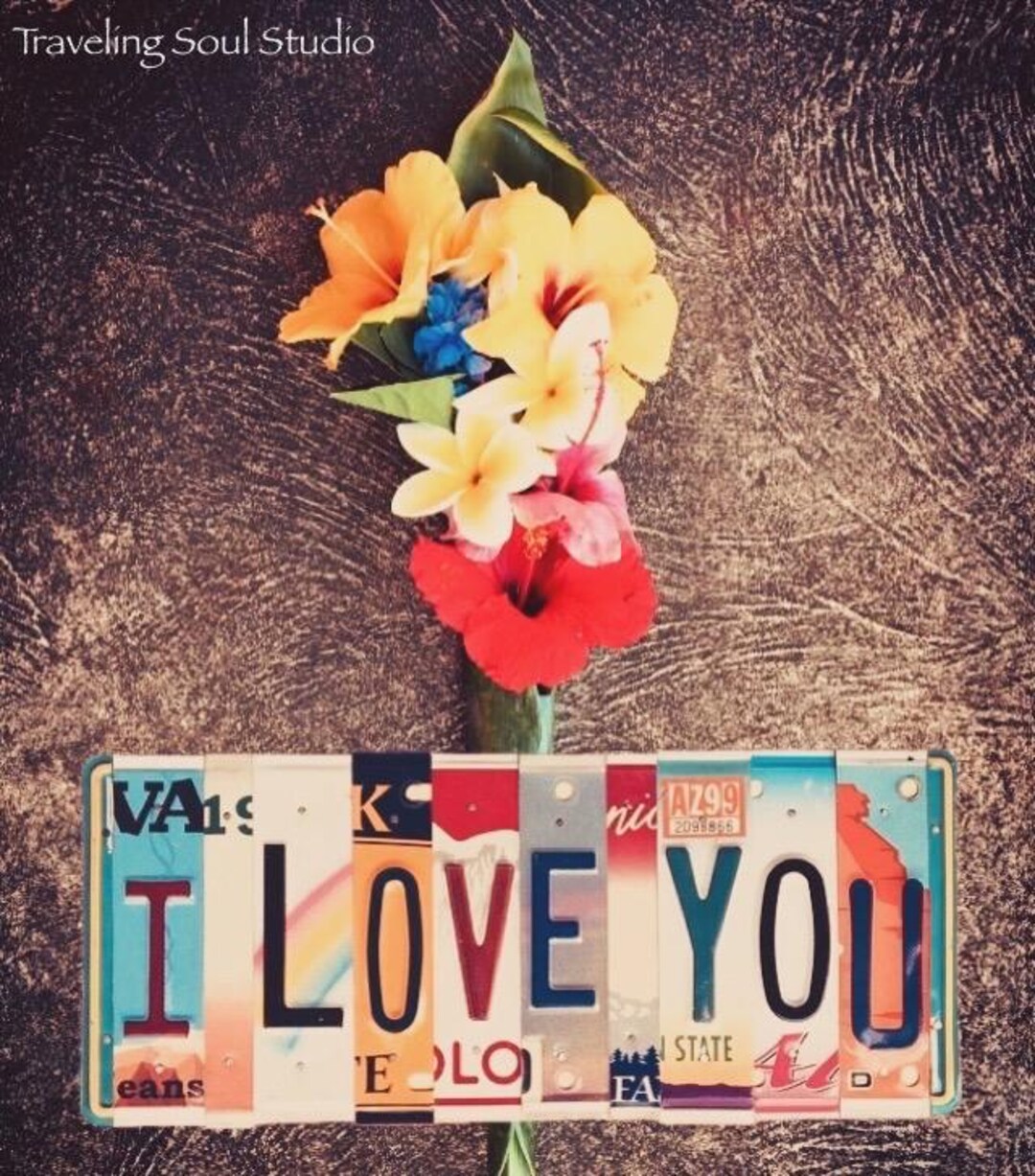 Anniversary Gift, I Love You, License Plate Art Sign, Home Decor