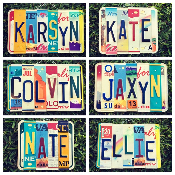 License Plate Name Sign, Gifts for Kids, Childrens Gifts, Dorm Room Decor, Personalized Gifts, Custom Names, License Plate Art, Unique Gift