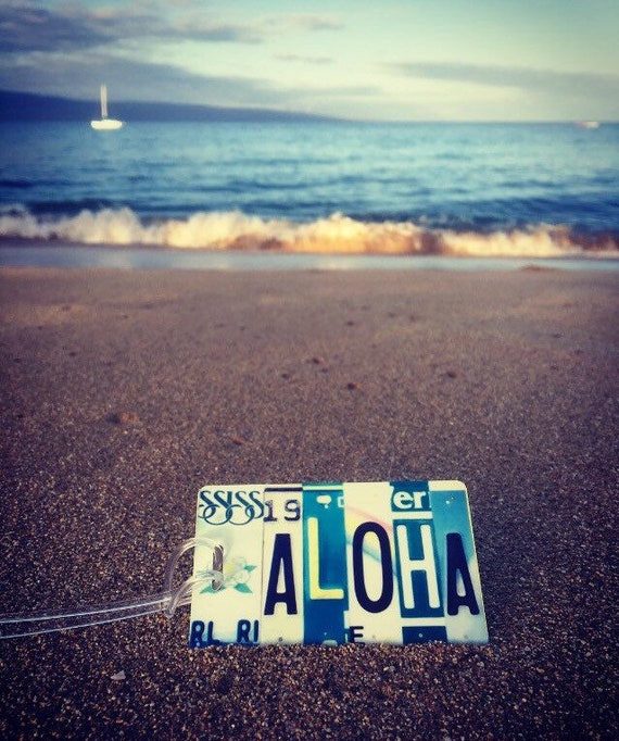 Luggage Tag - Travel Gift - License Plate Luggage Tag - Made in Hawaii - Beach themed - Gift for Traveler - Hawaii Souvenir - Aloha