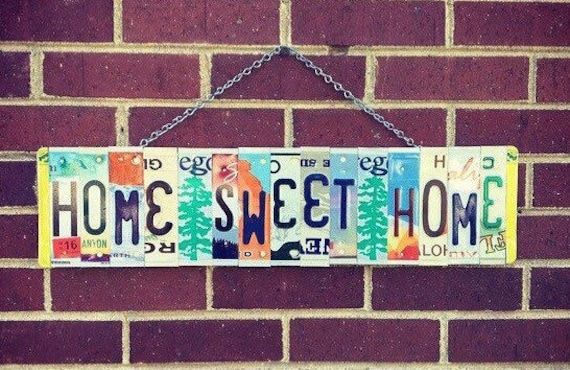 Home Sweet Home License Plate Sign, House Warming Gift, Home Decor, License Plate Art, Gift for Home Buyers, Moving Gift Idea, Upcycled Art