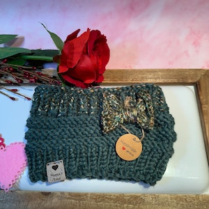Nuovo scaldacollo per cani/gatti lavorato a mano Verde foresta | Scaldacollo Snood Cane/Gatto a maglia disegno Foresta