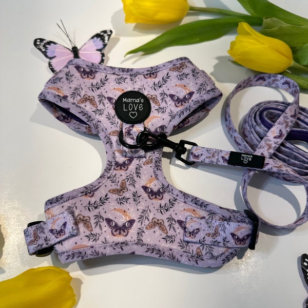 Dog/Cat Duo Leash + Harness Astral Lavender Butterfly | Dog/Cat Duo Leash + Harness Astral Lavander