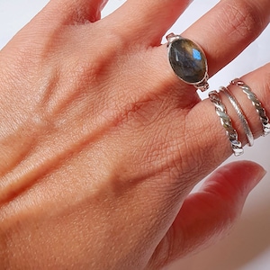 Faceted Labradorite Sterling Silver Tangled Ring