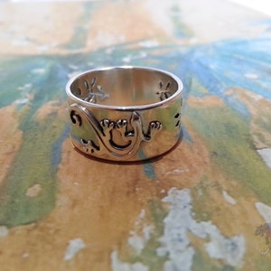Gecko and Branch Piercing Sterling Silver Decorative Band Ring