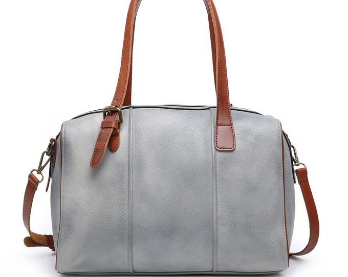 Rustic Satchel w Contrast Handles and Removable StrapTravel Bag Personalized Monogrammed Dance Bag Thank You Gift Cheerleader Bag