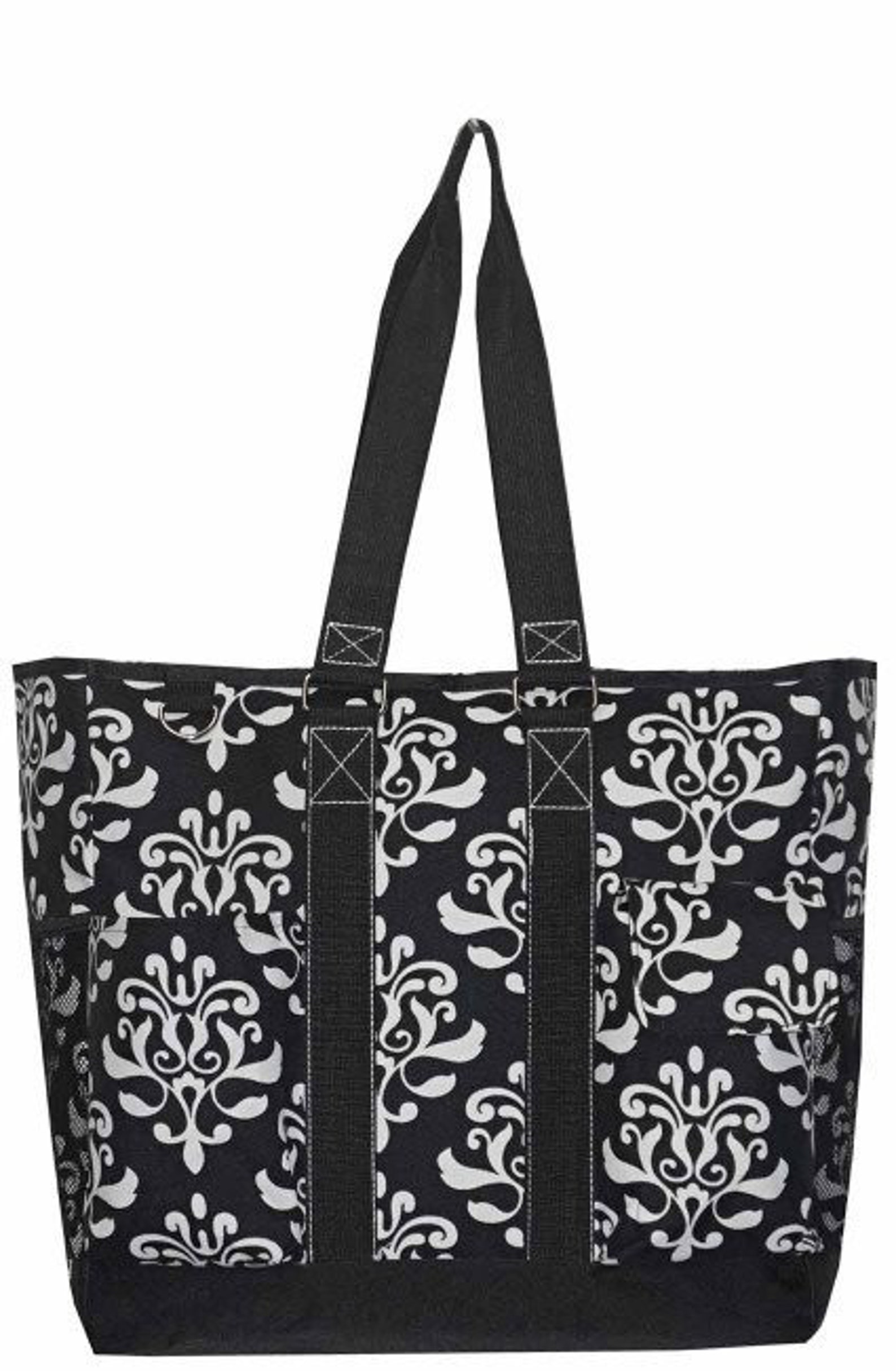 Black Damask Large Utility Bag Personalized Utility Bag Etsy
