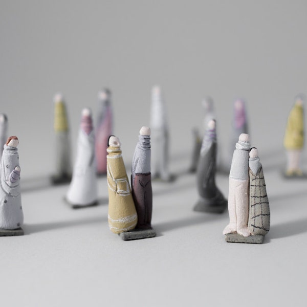 Stoneware Sculptures " Passersby  02" Handmade Ceramic Miniatures Figures by MURTIGA