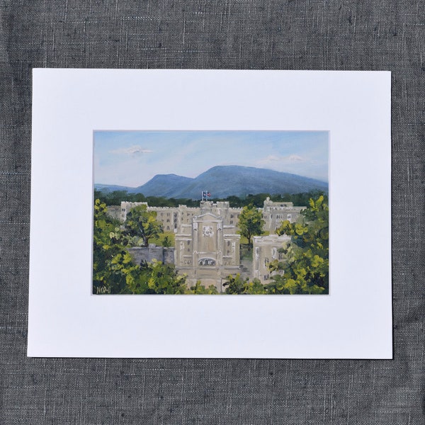 View of Virginia Military Institute from Diamond Hill (VMI; Lexington, VA) (Signed/Numbered/Matted Limited Ed. Fine Art Print of 5x7 oil)