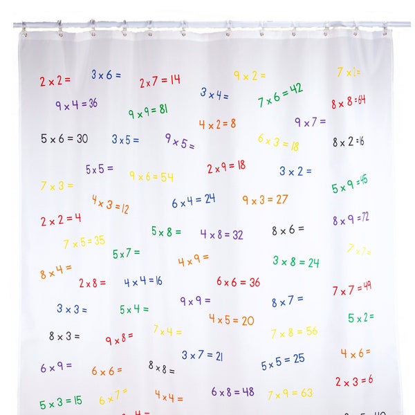 Shower Curtain for Kids Multiplication