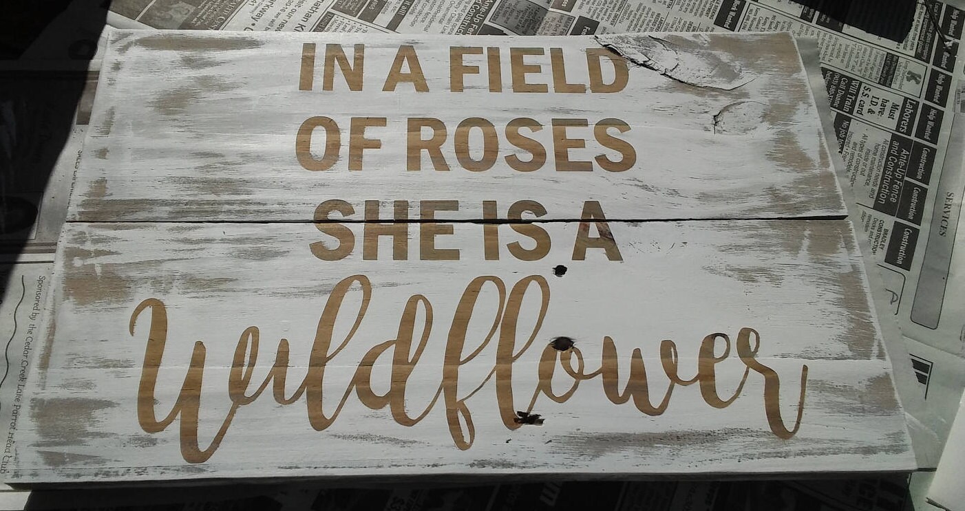 In A Field Of Roses Wood Sign main image 0