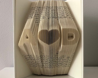 Custom Wedding Anniversary Gift for Her, for Wife or Girlfriend - Personalized Anniversary Gift Folded Book Art (2 initials + heart format)