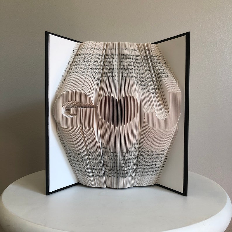 Custom Wedding Anniversary Gift for Her, for Wife or Girlfriend Personalized Anniversary Gift Folded Book Art 2 initials heart format image 8