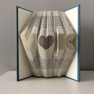 Custom Wedding Anniversary Gift for Her, for Wife or Girlfriend Personalized Anniversary Gift Folded Book Art 2 initials heart format image 3