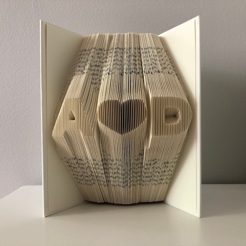 Custom Wedding Anniversary Gift for Her, for Wife or Girlfriend Personalized Anniversary Gift Folded Book Art 2 initials heart format image 1