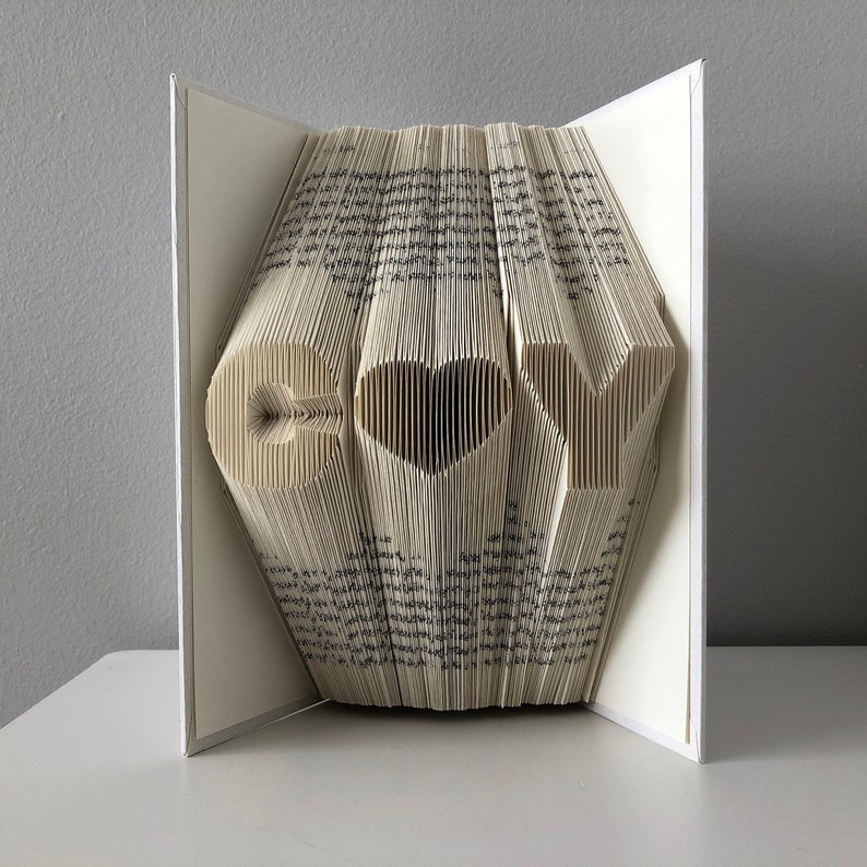 Custom Wedding Anniversary Gift for Her, for Wife or Girlfriend Personalized Anniversary Gift Folded Book Art 2 initials heart format image 2