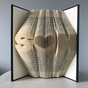Custom Wedding Anniversary Gift for Her, for Wife or Girlfriend Personalized Anniversary Gift Folded Book Art 2 initials heart format image 10