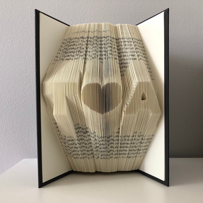 Custom Wedding Anniversary Gift for Her, for Wife or Girlfriend Personalized Anniversary Gift Folded Book Art 2 initials heart format image 6