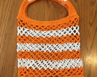 Crocheted Cotton String Shopping Bag: Washable Market Tote