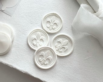 Fleur de Leaf / Self Adhesive Wax Seal  / Wax Seal Stamp / Wax Seal Sticker  / Wax Stamp / French / Royalty / Lily Flower