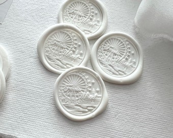 Ferris Wheel / Self Adhesive Wax Seal  / Wax Seal Stamp / Wax Seal Sticker  / Wax Stamp / Cityscape / London / City / Skyline / Riverbank