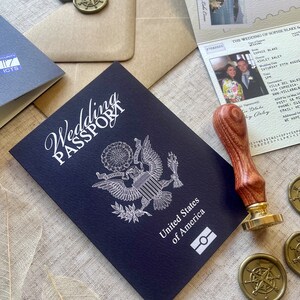 アメリカの結婚式パスポート招待状 | アメリカ旅行結婚式 | 旅行好き | 目的地結婚式 | ビーチ結婚式 | 招待状 米国