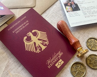 German Wedding Passport Invitation |  Deutschland Travel Wedding | Travel Lover | Destination Wedding | Beach Wedding | Invites | Reisepass